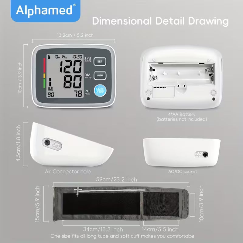 Bloeddrukmeter voor thuisgebruik met groot LCD-scherm