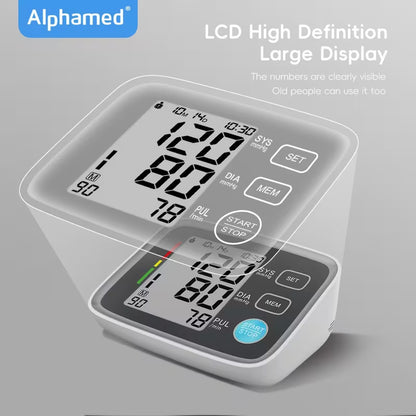 Bloeddrukmeter voor thuisgebruik met groot LCD-scherm