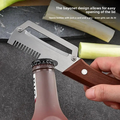🔥 LAATSTE DAG SALE – PRIJS SLECHTS €14.95🔥 Multifunctionele houten groenteschiller met ingebouwde flesopener
