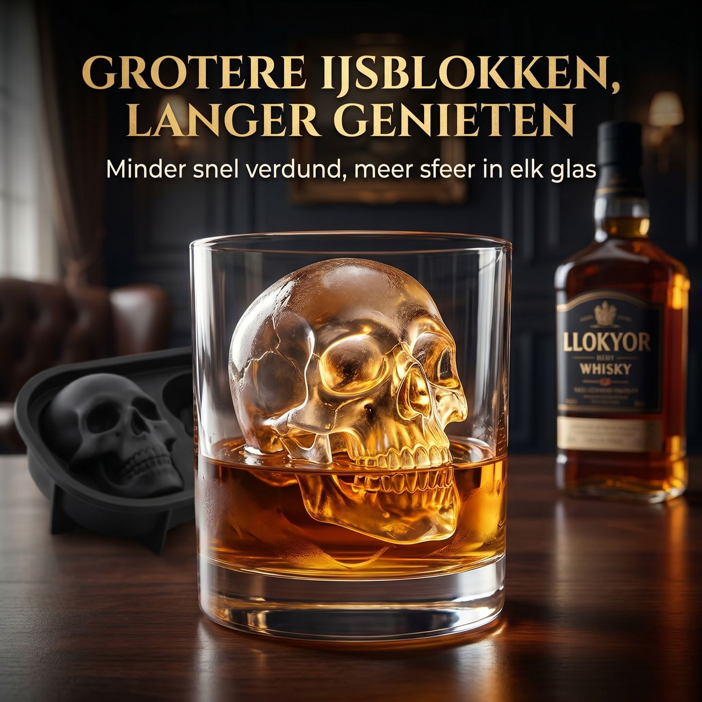 🔥 Tijdelijke actie – koop 1 en krijg er 1 gratis bij 🔥 Luxe schedel ijsvorm voor whisky, cocktails en feestjes