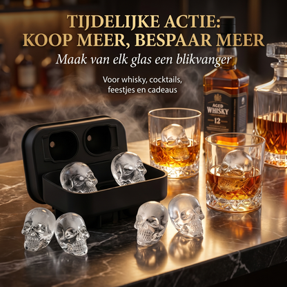 🔥 Tijdelijke actie – koop 1 en krijg er 1 gratis bij 🔥 Luxe schedel ijsvorm voor whisky, cocktails en feestjes