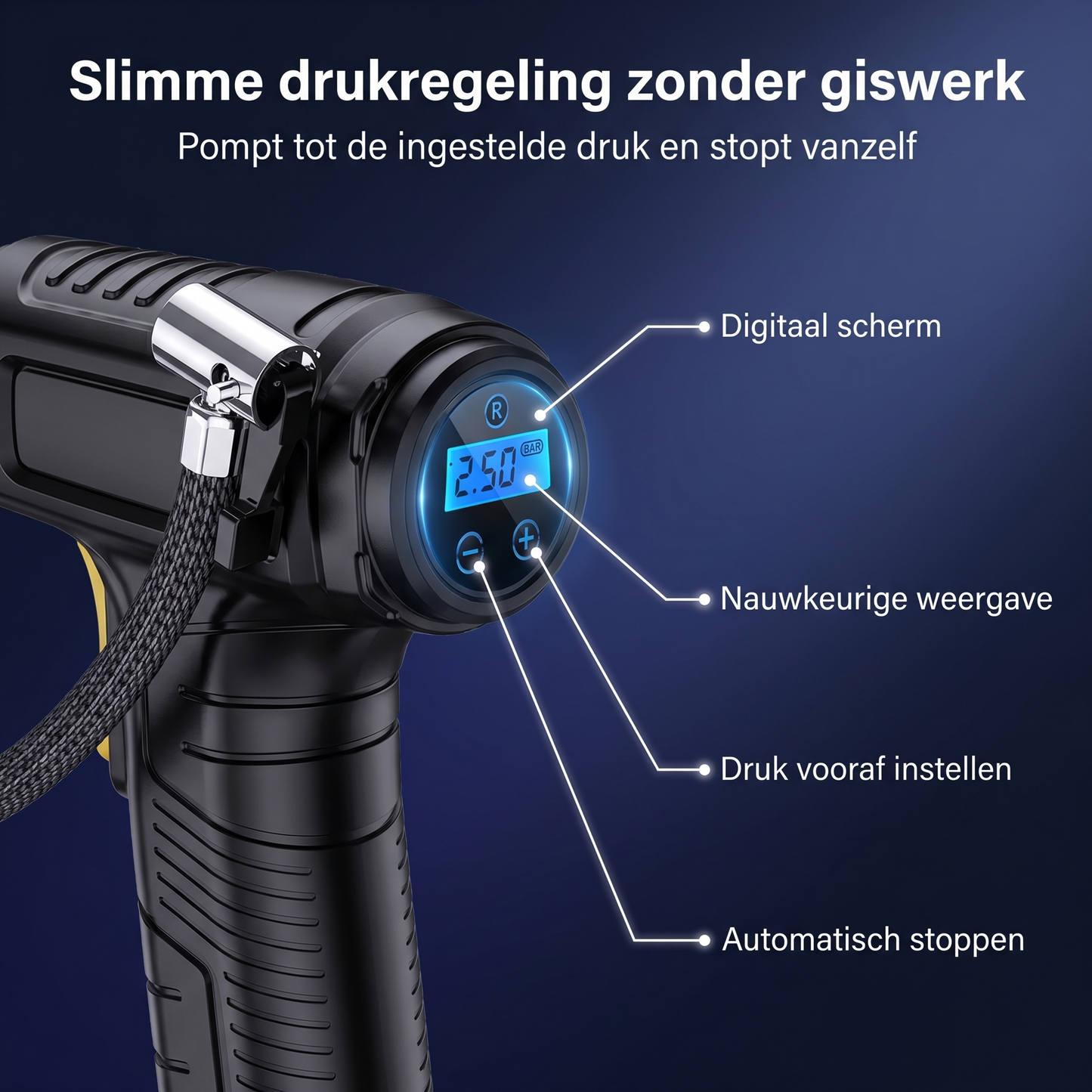 Draadloze bandenpomp – Draagbare luchtpomp voor auto, fiets en thuis