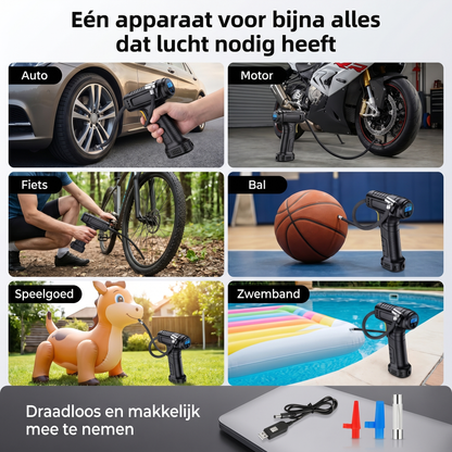 Draadloze bandenpomp – Draagbare luchtpomp voor auto, fiets en thuis