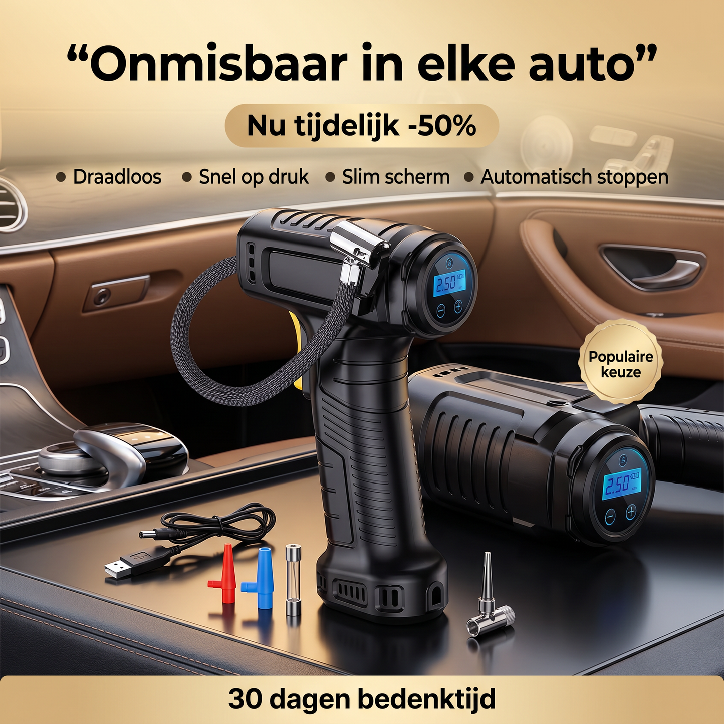 Draadloze bandenpomp – Draagbare luchtpomp voor auto, fiets en thuis