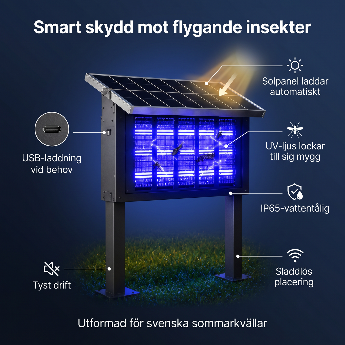 Solar – Soldriven muggenvanger voor rustige zomeravonden