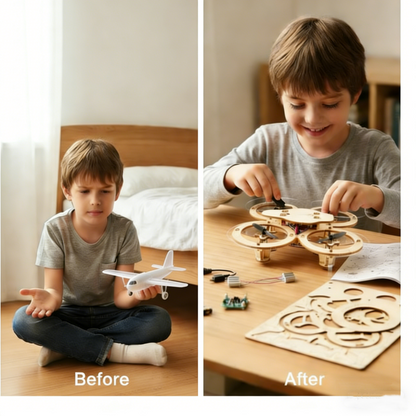 🔥 LAATSTE DAG SALE — SLECHTS €49.99! 🔥 Doe-het-zelf bouwpakket voor kinderen om een houten drone te bouwen