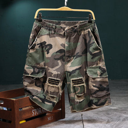 ⏰🔥 50% korting voor beperkte tijd + gratis verzending 🔥⏰ Camouflage cargo-short met studs voor heren