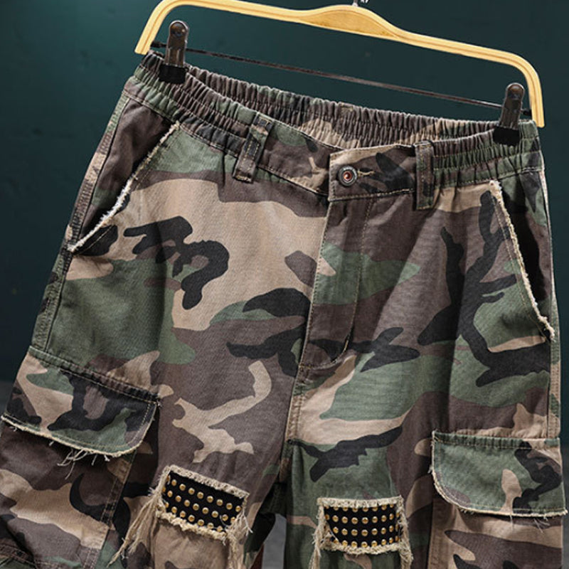 ⏰🔥 50% korting voor beperkte tijd + gratis verzending 🔥⏰ Camouflage cargo-short met studs voor heren