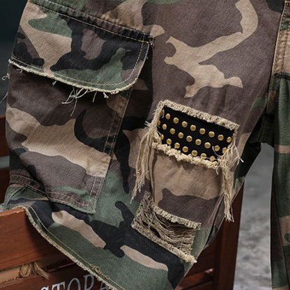 ⏰🔥 50% korting voor beperkte tijd + gratis verzending 🔥⏰ Camouflage cargo-short met studs voor heren