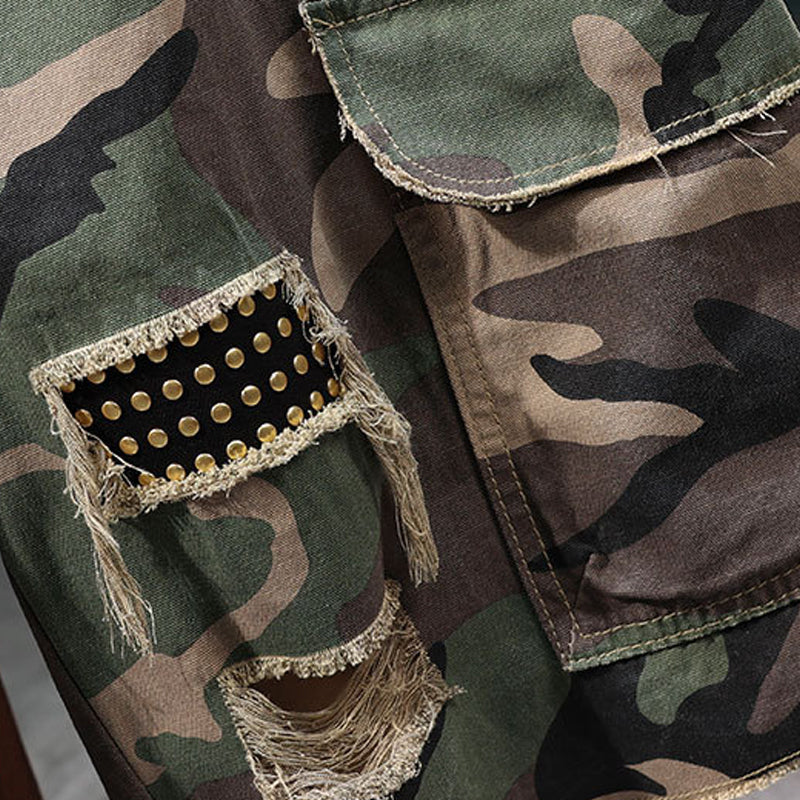 ⏰🔥 50% korting voor beperkte tijd + gratis verzending 🔥⏰ Camouflage cargo-short met studs voor heren