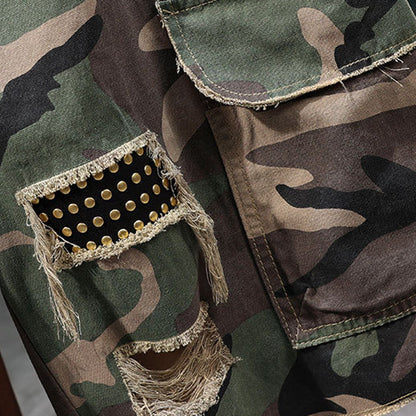 ⏰🔥 50% korting voor beperkte tijd + gratis verzending 🔥⏰ Camouflage cargo-short met studs voor heren